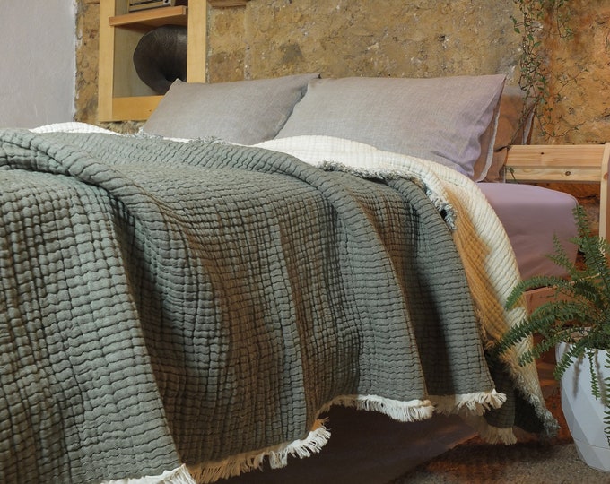 8-lagige Musselin-Tröster, extraweiche Baumwolle King Size Musselin-Quilt, türkischer Baumwollwurf