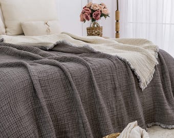 Musselin Tröster aus türkischer Bio-Baumwolle: King Size Boho Tagesdecke