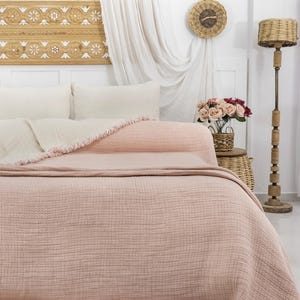 Organic Cotton Muslin Comforter, King Size Throw, Soft Cotton Quilt image 9