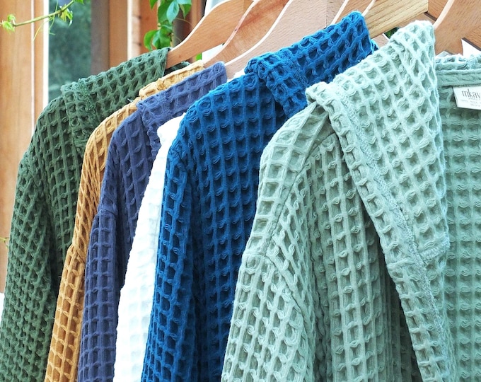 Organic Soft Cotton Waffle Robe, Unisex Waffle Bathrobe