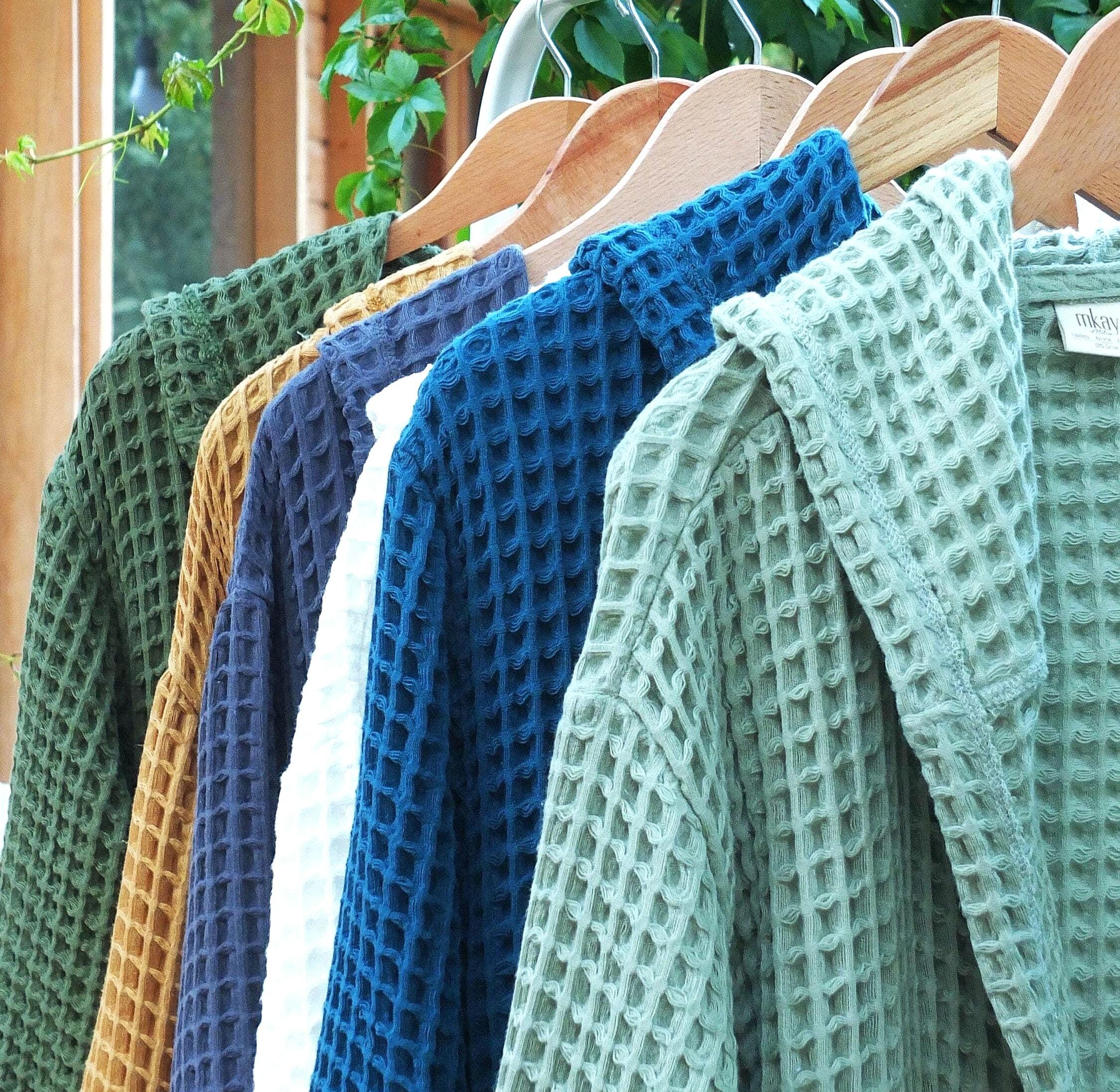 Organic Soft Cotton Waffle Robe, Unisex Waffle Bathrobe