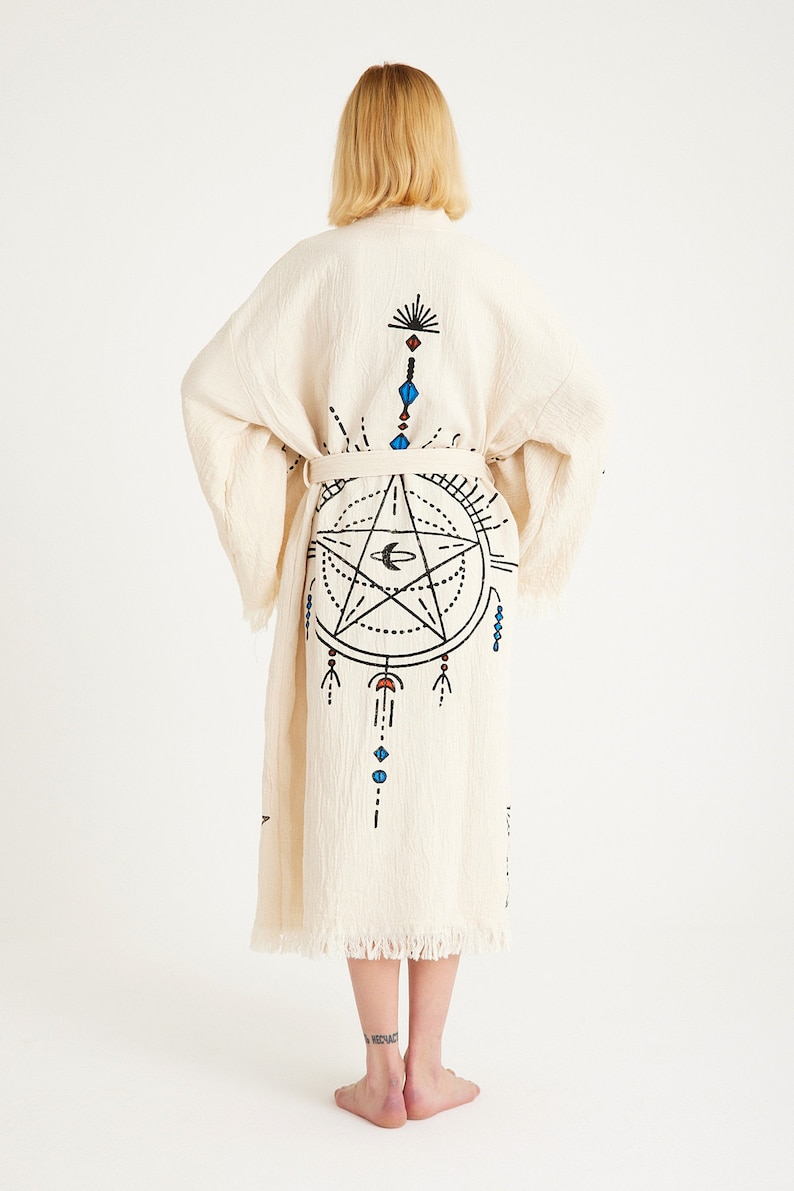 Handmade Turkish Cotton Muslin Kimono Robe: Boho Kaftan - Etsy