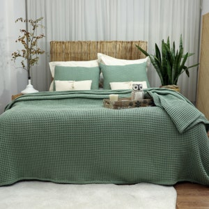 Bio Waffel Baumwolle Tagesdecke, Weiche Baumwolle Bettdecke, Luxus Waffel Decke, %100 Baumwolle King Size Bettdecke, Für Bett und Sofa werfen Bild 5