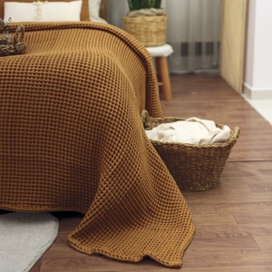 Bio Waffel Baumwolle Tagesdecke, Weiche Baumwolle Bettdecke, Luxus Waffel Decke, %100 Baumwolle King Size Bettdecke, Für Bett und Sofa werfen Bild 3