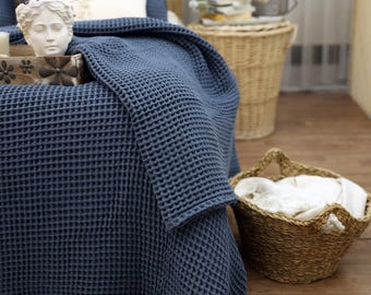 Soft Turkish Cotton Waffle Blanket, King Size Bedding