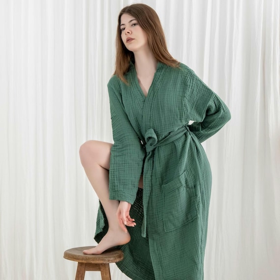 kimono dressing gown cotton 9872 Kimono Robe · Organic Cotton 700 Olive – Maharishi main image 1