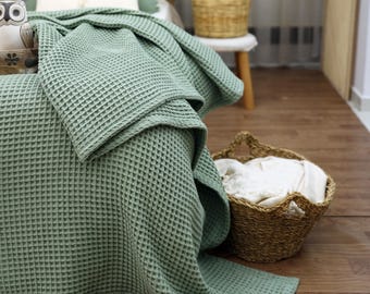 Custom Size 100% Turkish Cotton Waffle Bedspread: Soft Luxury Coverlet
