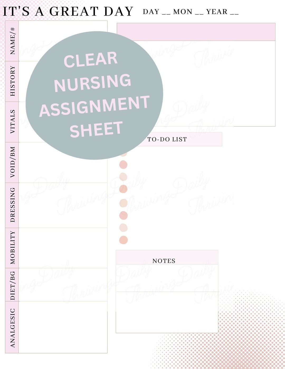 team nursing assignment sheet