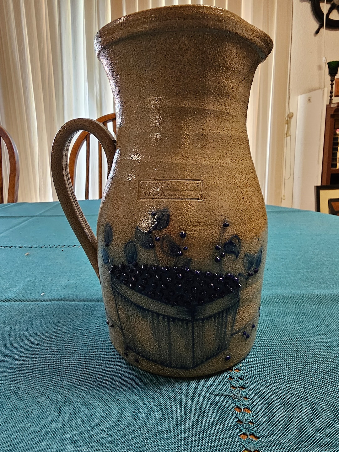 Salmon Falls Pottery Pitcher in Blueberry Basket Pattern Etsy