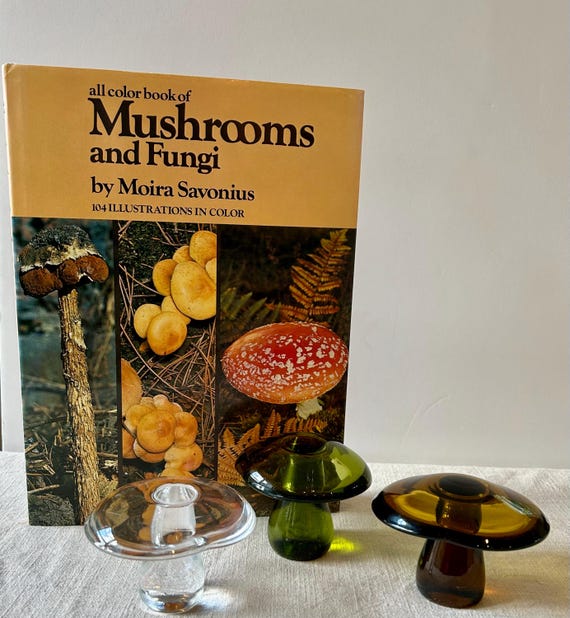 Set of Three Glass Mushrooms by Maleras of Sweden - Etsy