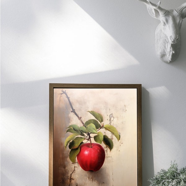 peinture à l'huile vintage pomme, oeuvre d'art murale décorative imprimable| Art mural | Téléchargement numérique