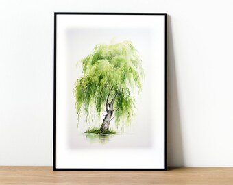 Willow Tree in Watercolor, Deep South Living | Wall Art | Digital Download