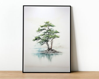 Watercolor Cypress Tree, Decorative Printable Wall Art | Wall Art | Digital Download
