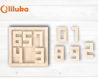 Lasergesneden cijferpuzzelspel: CNC-svg-vectorbestanden (digitale download)