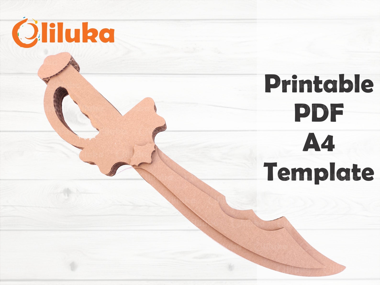 Pirate Sword PDF Printable Pattern Cardboard Sword Toy Sword Paper