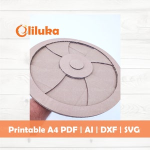 Escudo vikingo PDF Patrón imprimible Escudo de cartón / Escudo cortado con láser / Plantilla de artesanía de papel de escudo de juguete / Manualidades para niños / PDF SVG Dxf / Ai