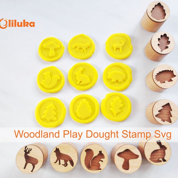 Woodland Play Dought Stamp Wooden Game Double-sided Cnc Laser Cut Svg Vector, Pattern