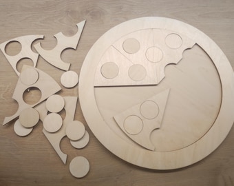 Pizza Wooden Game Puzzle, Cnc Laser Cut Svg Vector, Pattern
