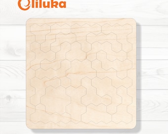 Rompecabezas de madera con geometría hexagonal, vector SVG cortado por láser CNC, patrón