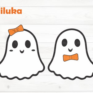 Cute Girl Boy Ghost Halloween, Clip Art, File Bundle Svg Png