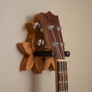 Unique Flower Ukulele Wall Mount Handmade Artisanal Rustic