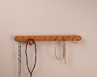 Boho No Drill Jewelry Organizer Display For Renters Mid Century Modern Brown Hand Crafted
