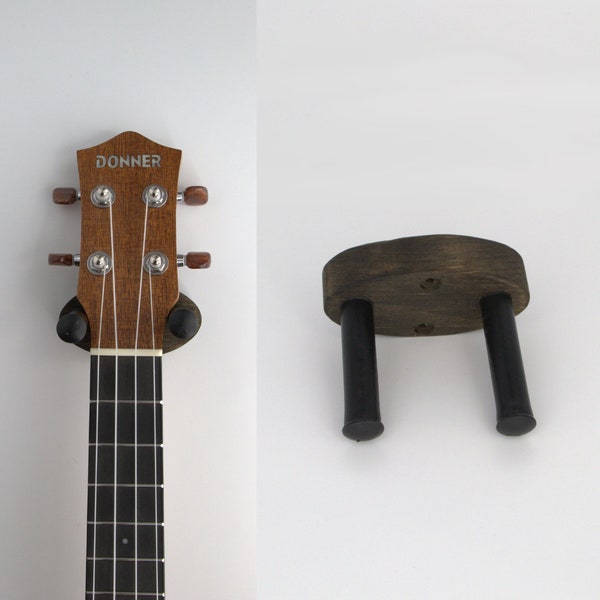 Unique Handmade Modern Oval Ukulele Wall Mount - Black