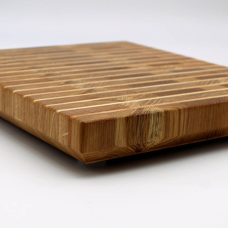 End Grain Wood Cutting Board With Feet, Chopping Board, White Oak