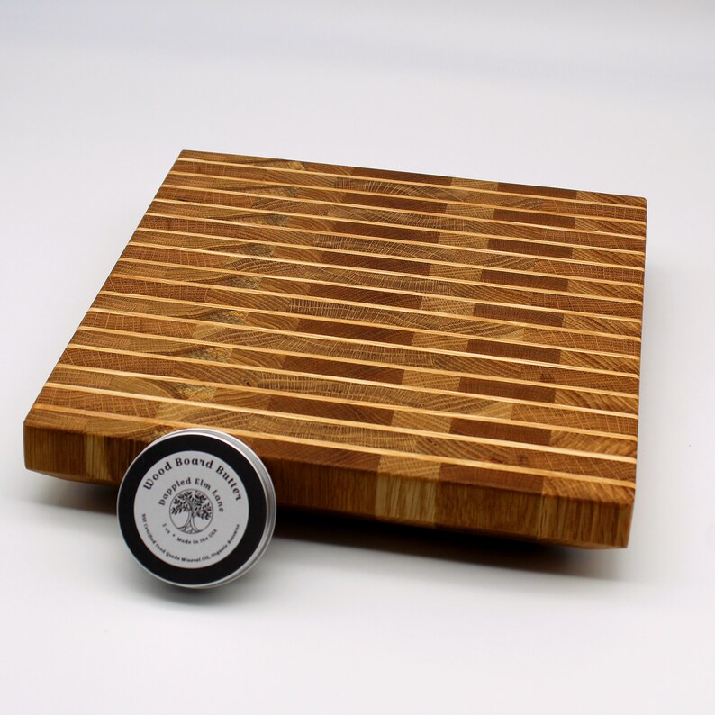 End Grain Wood Cutting Board With Feet, Chopping Board, White Oak