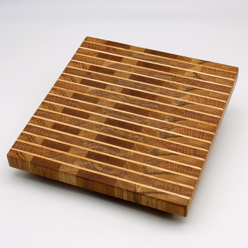 End Grain Wood Cutting Board With Feet, Chopping Board, White Oak
