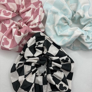 Set of 3 checked Mickey Mouse scrunchie