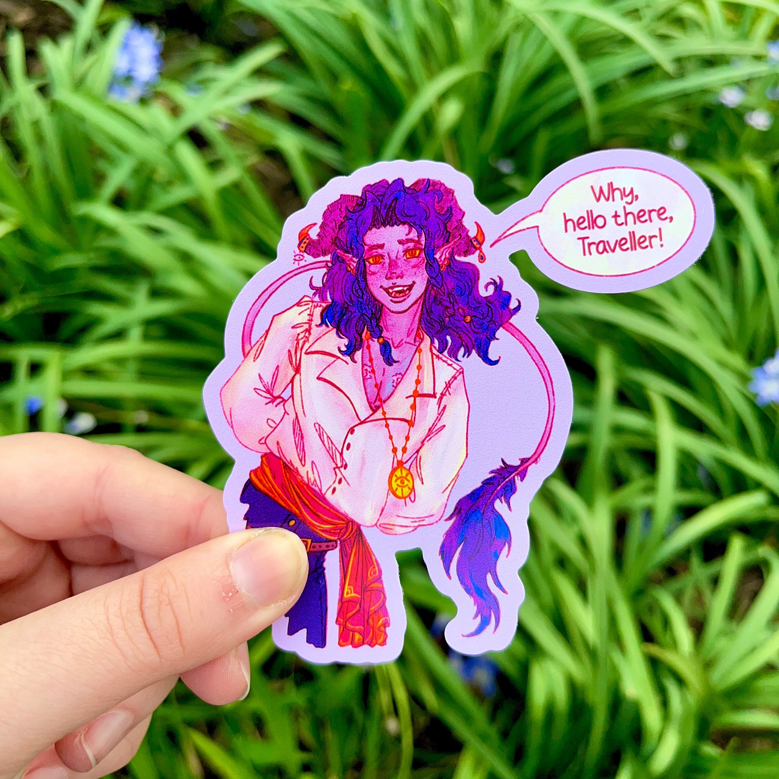 Tiefling “Hello there” DnD Sticker || Prometheus
