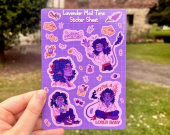 Lavender Mail Time Sticker Sheet || Prometheus Tiefling DnD Inspired
