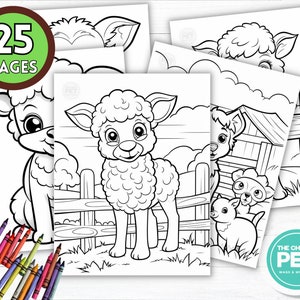 25 Adorable Farm Animal Coloring Pages for Kids - Printable PDF Digital ...
