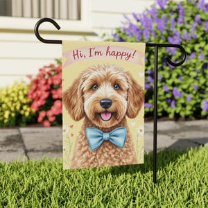 Gelbe Labradoodle Gartenfahne: Hunde Illustration