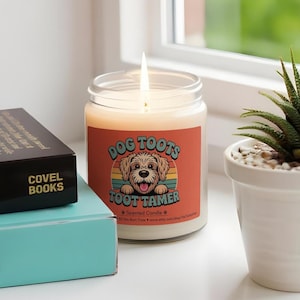 Humorous Dog Fart Soy Candle: Pet Owner Gift, Toot Tamer Joke Decor for Dog Lovers