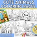 Printable Cute Animals Coloring Pages, Kids Activity, Instant Download ...