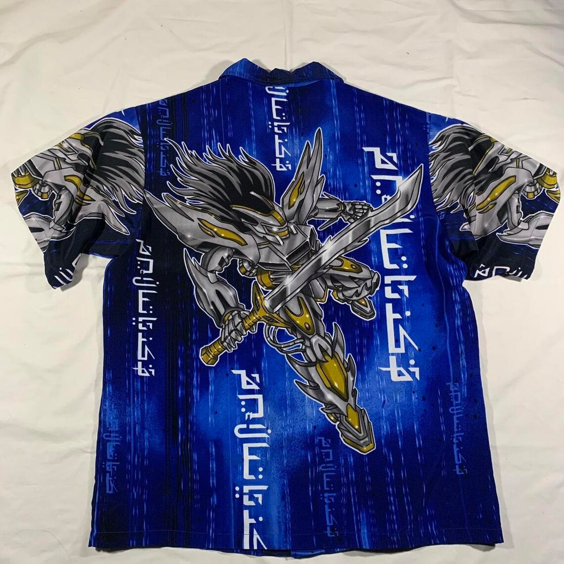 Vintage 90s / 2000s Y2k Gundam Mech Type All Over Print Button up Shirt ...