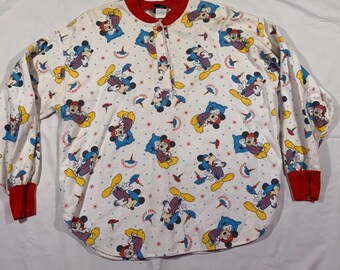 vintage 90s disney sleepy mickey mouse long sleeve sleep shirt size medium