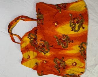 vintage 90s / 2000s flame dragon wrap around skirt adjustable size