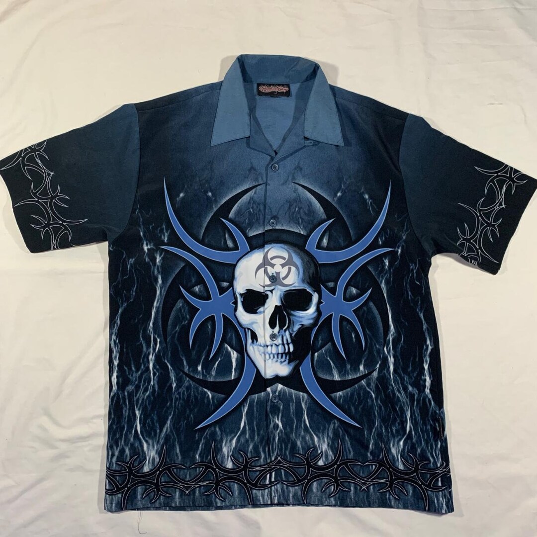 Vintage 90s / 2000s Skull Biohazard Lightning Tribal All