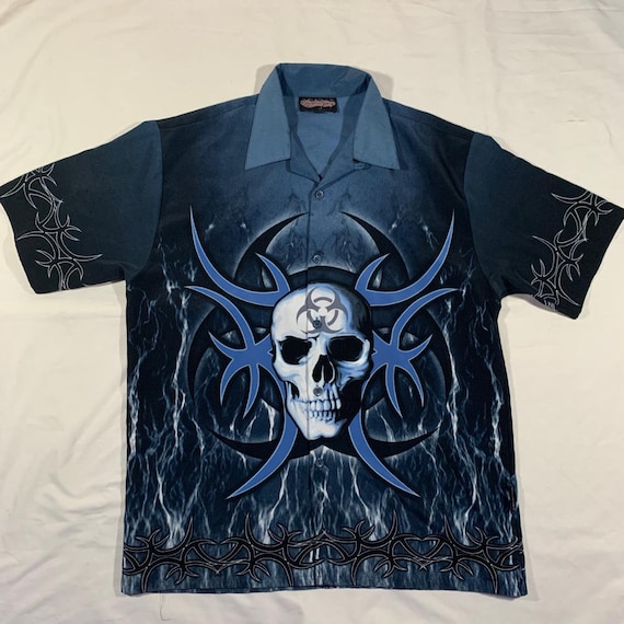 Vintage 90s / 2000s Skull Biohazard Lightning Tribal All
