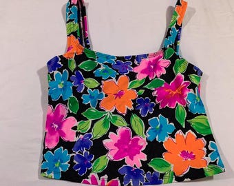 Top corto con estampado floral de los años 90, talla mediana