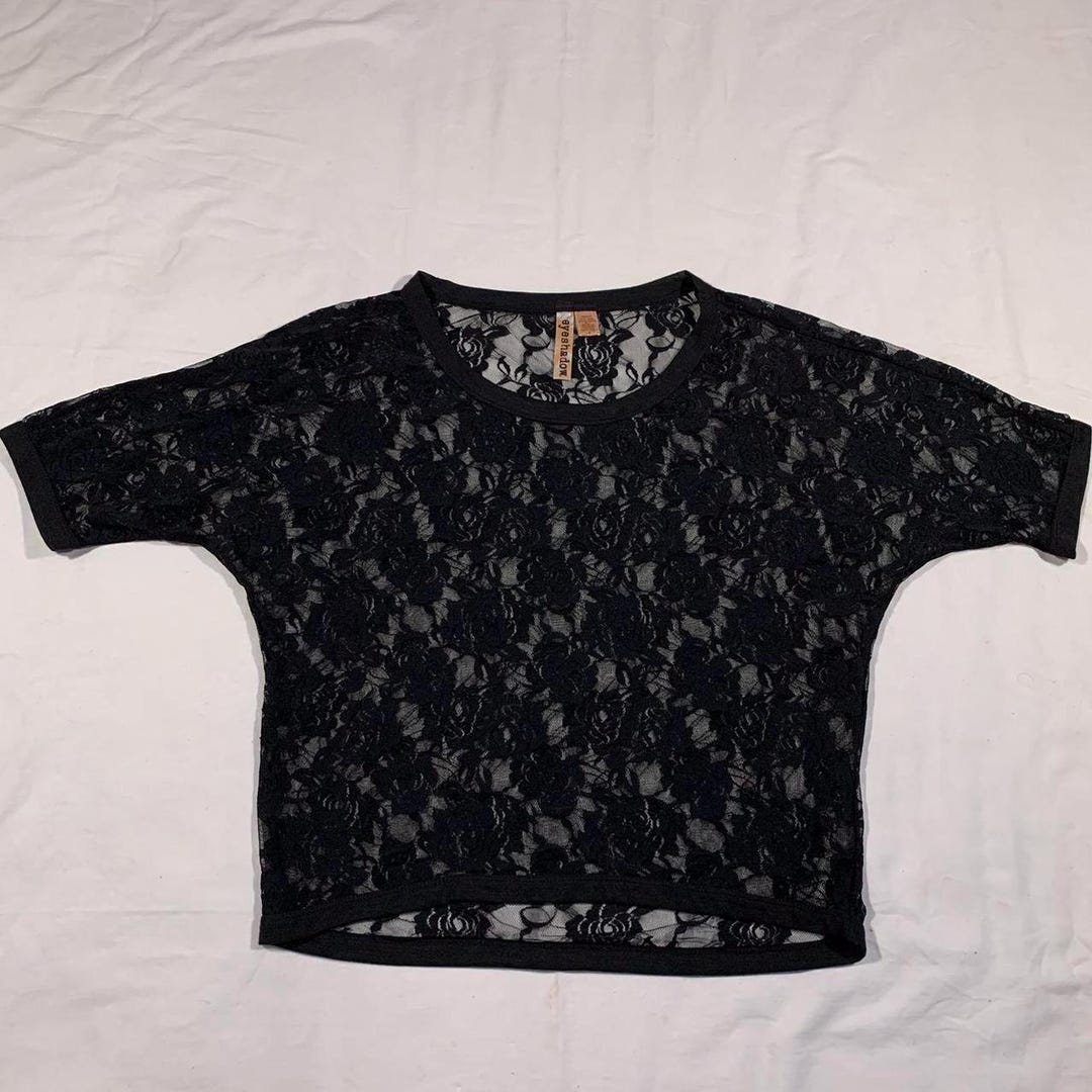 Floral Mesh Lace See Through Black Shirt Size Medium - Etsy