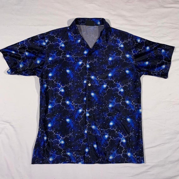 90s lightning pattern button up shirt size L - image 1