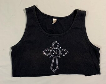 y2k 2000s bling cross crop top size xl