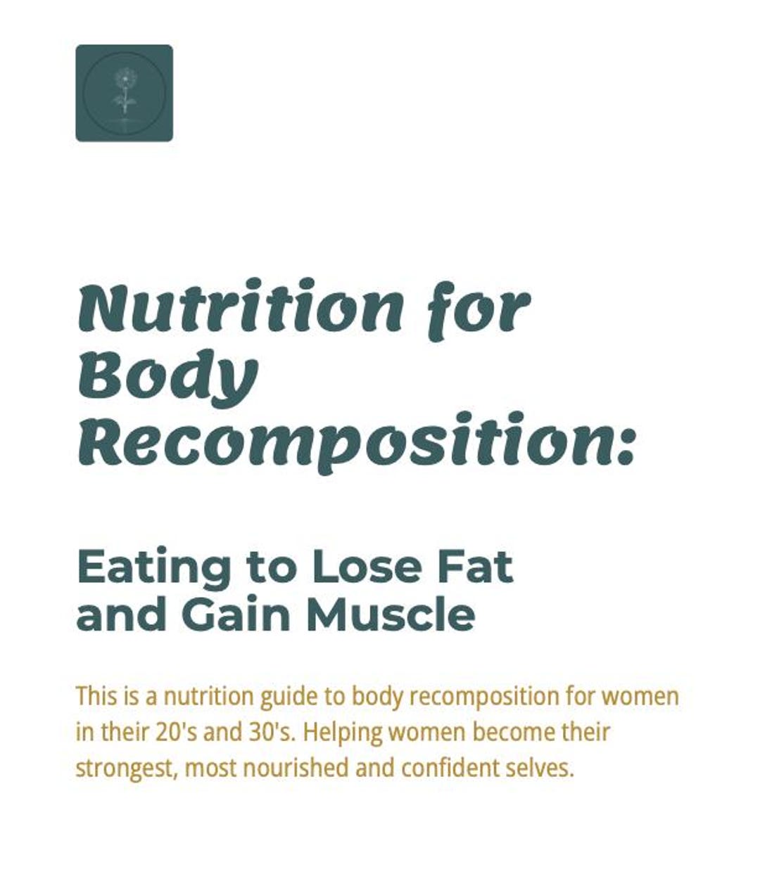 Digital Guide Body Recomposition E-book Nutrition E-book Health and ...