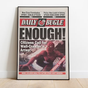 Daily Bugle Newspaper Peter Parker Spiderman Avengers Tobey Maguire Andrew Garfield Tom Holland Poster Movie Mcu Poster Digital Download
