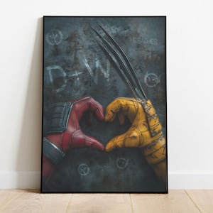 Deadpool and Wolverine Avengers Digital Download Mcu Poster Movie Home Decor Love Heart San Valentine&#39;s Poster X-men Logan Wade Wilson