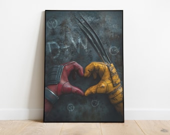 Deadpool and Wolverine Avengers Digital Download Mcu Poster Movie Home Decor Love Heart San Valentine&#39;s Poster X-men Logan Wade Wilson